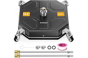 EVEAGE 16.5" Pressure Washer Surface Cleaner Attachment, 4000 PSI Square Power Washer Disc with 1/4" Quick-Connect, 2 Extension Wand, Corner& Edge Cleaning, BJ16