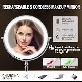 UUCOLOR 8 Inch LED Lighted Makeup Mirror 20X Dual Sided USB Rechargeable view 4