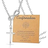 YANCHUN Long Cross Necklace for Women Dainty Silver Pendant Lariat Necklace Catholic Religious Christian First Communion Gifts Easter Basket Stuffers