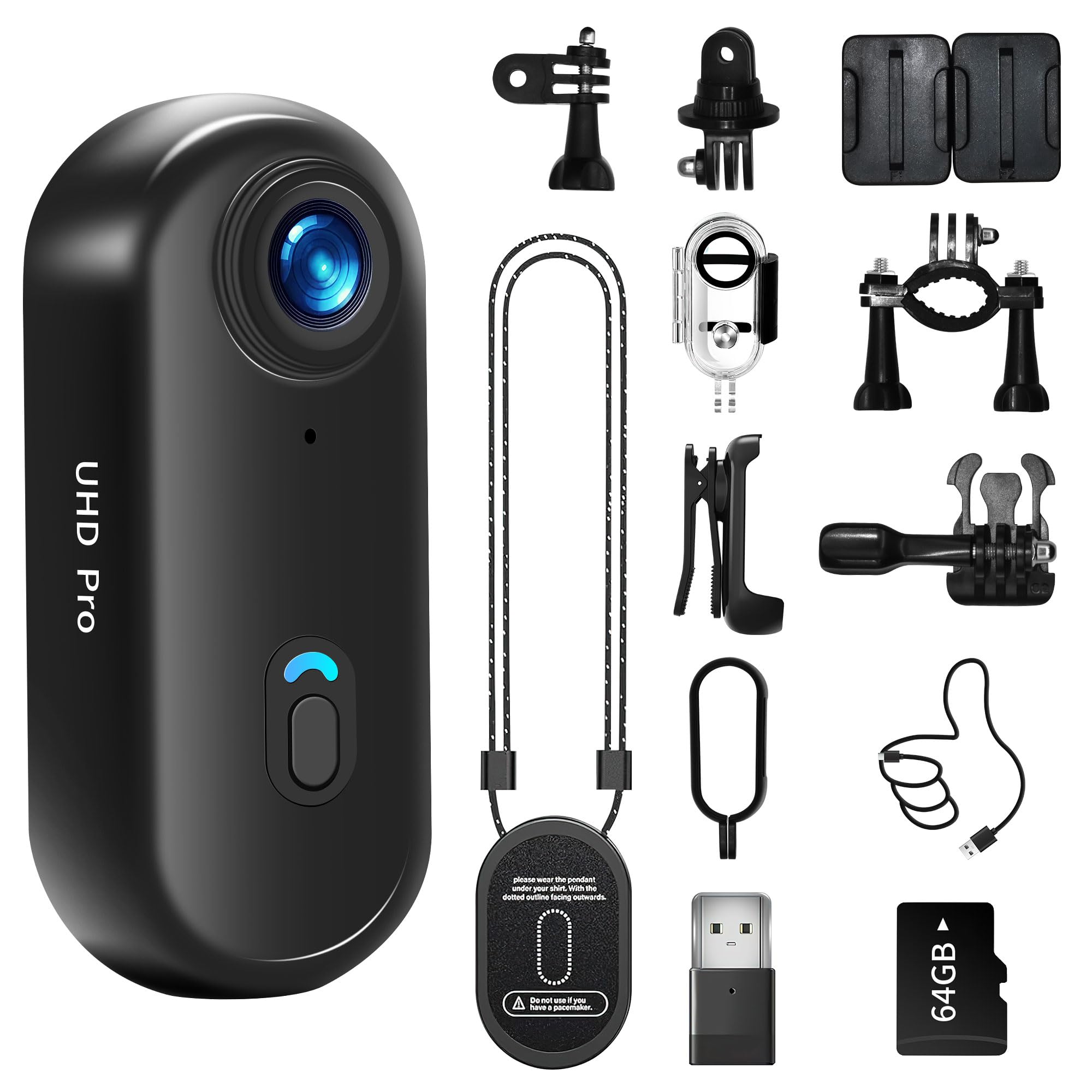 Photo 1 of Asdanalili 4K Action Camera, 64GB Wearable Sports Camera with Waterproof Case, Magnetic Clip, and Quick-Mount Accessories, Small Body Cam for Cycling, Diving, Travel, and Outdoor Adventures?4K-64G?