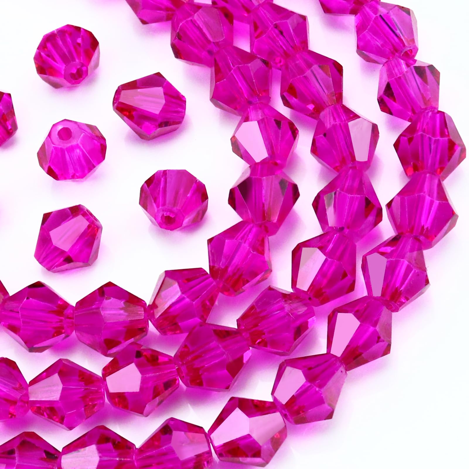 Photo 1 of Dowarm 1000PCS 4mm Glass Bicone Beads for Craft Jewelry Making, DIY Bracelet, Necklace, Dolls, Wine Charms, Wind Chimes, Suncatchers, Bulk Small Faceted Crystal Beads, Rose
