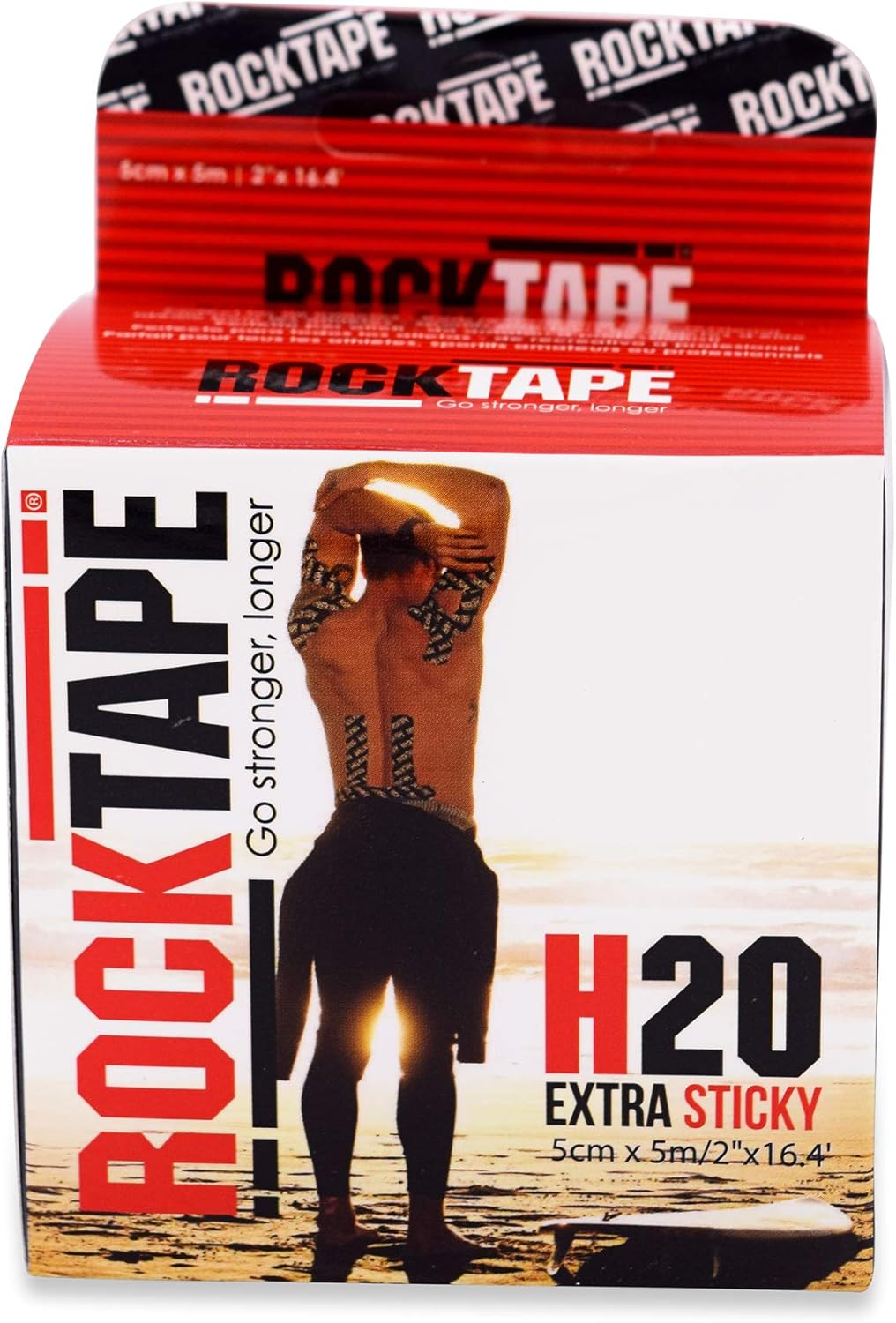 RockTape H2O 2-Inch Highly Water-Resistant Kinesiology Tape, 16.4-Foot Continuous Roll, H2O Black Logo : Sports & Outdoors
