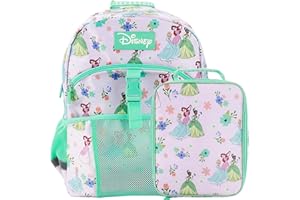 Bioworld Disney Princesses 2-Piece 16" Premium Backpack & Lunch Kit Set For School And Travel