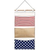 Juexica Fish Extender Gift Hanger with 3 Pockets 2026 Cruise Travel Fe for Gift Exchanges Organizer Linen Cotton Hanging Storage Bag for Cruise Line Cabin Door, 24.6 x 13.2 Inch