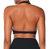 Sunzel Women's Halter Neck Sports Bra, Twist Front Yoga Crop Top with Removable Pads, Open Back V Neck Bra for Gym Workout