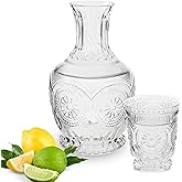 Yungala Vintage Bedside Water Carafe and Glass Set – Clear Glass 22oz