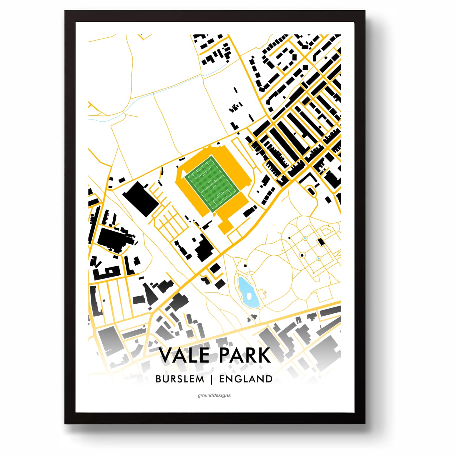 GroundDesigns PORT VALE Football Gift VALE PARK Stadium Art Map Unframed A3 Print PVFC