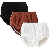 SOBOWO 3-Pack Bloomers for Baby Girls Diaper Covers Ribbed Ruffle Solid Triangle Baby Girl Shorts Summer Toddler Underwear