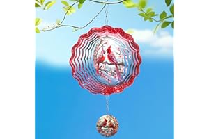 Rngmsi Red Cardinal Wind Spinner, 12 Inches 3D Stainless Steel Cardinal Garden Decor Yard Art, Cardinal Gifts for Women Outdoor Ornaments Outside Patio Decorations