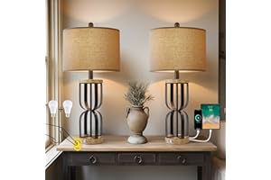 G-SAFAVA 25" Industrial Dual USB Charging Ports 3-Way Dimmable Touch Control Table Lamp Nightstand Lamp Vintage Modern Bedside Lamps for Living Room Bedroom Hotel(Bulbs Included)