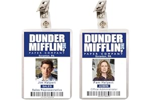 FIGHERO The Office Pam Halpert & Jim Halpert Dunder Mifflin Set of 2 ID Badges