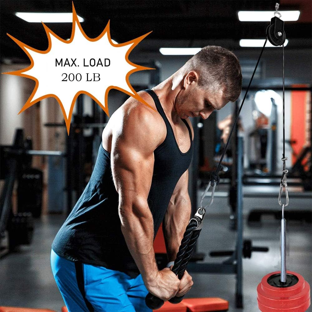 Pulley Cable Machine Men Women Professional Muscle Strength Fitness Equipment Forearm Wrist Roller Training for LAT Pulldowns, Biceps Curl, Triceps Extensions Workout Curved : Sports & Outdoors