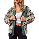 Tankaneo Womens Fleece Sherpa Jacket Fuzzy Checkered Button Down Stand Collar Jacket Winter Warm Outerwear