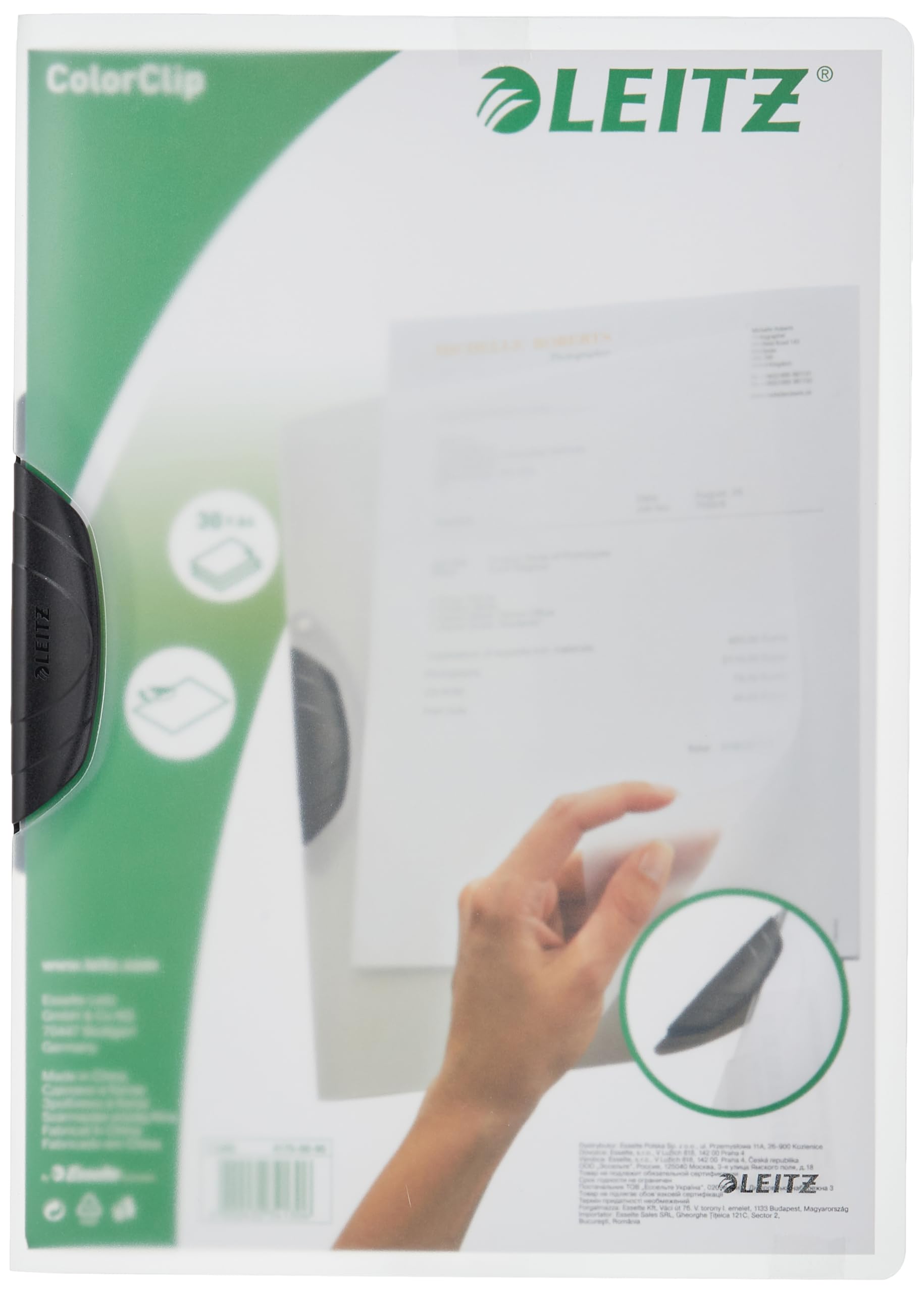 Leitz 41750095 A4 Color Clip File - Black