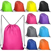 Lzerking 50 Pcs Drawstring Backpack Bulk -10 Colors, 13.4x16 Inches Reusable Drawstring Bags for Gift, Homeless, HTV, Gym, Sports, Lightweight & Machine Washable