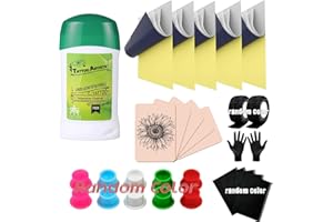 MO MOLONG Tattoo Skin Practice Kit 29Pcs Tattoo Starter Kit for Beginners 5.9x7.9in 5Pcs Tattoo Skin A4 5Pcs Tattoo Transfer Paper 1Pcs Tattoo Stencil Gel 10Pcs Tattoo Ink Cap Tattoo Kit