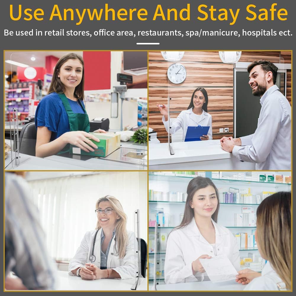 Euway Sneeze Guards for Desk countertops,[Anti-explosion] Plexiglass Shields Barrier for [Counter] [Countertops] [Desk],Safe Barrier Shield for Table,Clear 32"W x 24"H: Home Improvement