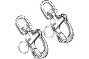 Five Oceans Swivel Eye Snap Shackle Quick Release Bail Rigging for Sailing Boat, 316 Marine-Grade Stainless Steel Clip Carabiner Hook