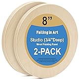 Falling in Art Unfinished Round Birch Wood Canvas