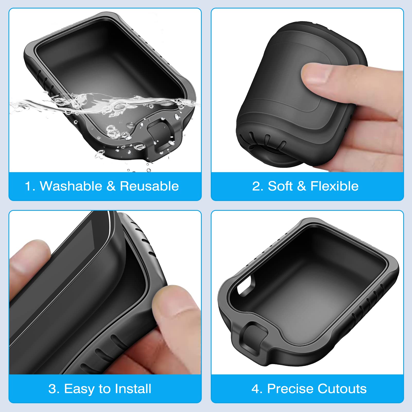 MEDMAX Silicone Case for Freestyle Libre 3 2 / Libre Reader, Lightweight Shockproof Anti Slip Protective Cover Soft Gel Skin with Raised Bezel (Black)