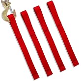 Wowangce 3 Pcs Winch Hook Pull Straps, 1" x 9.8", Red | Nylon Safety Straps for Winch Cable Rope, Hook Saver Strap for Truck, Suv, off Road Recovery