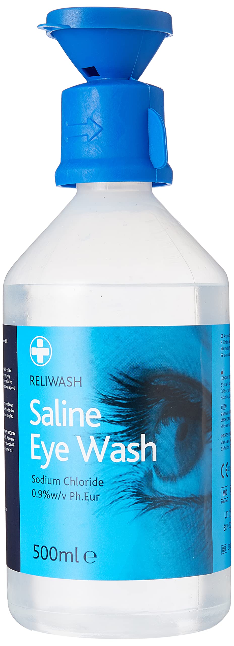 Reliwash 2990 Eyewash Bottle With Eye Cap, 500 mL