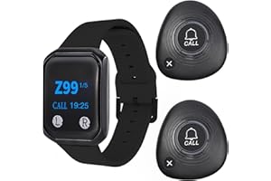 WNKRUN Restaurant Pager System Wireless Calling Pager System with 1 Waterproof Watch Pager and 2 Call Buttons with Cancel Key