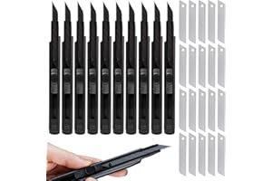 Meiguihai 10 Pack Heavy Duty Retractable Aluminum Utility Knives,20 Snap Off Blades,Smooth Mechanism Retractable Box Cutters 