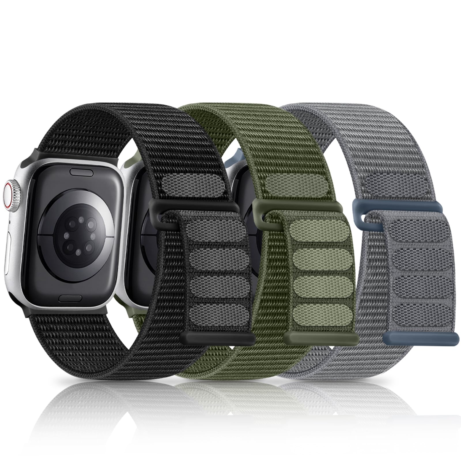 Getino Sport Nylon Band Compatible with Apple Watch Bands for Men Women 46mm 44mm 45mm 42mm 49mm 38mm 40mm 41mm, Soft Breathable Fabric Braided Strap for iWatch Series 10 9 8 7 6 5 4 3 2 1 Ultra SE