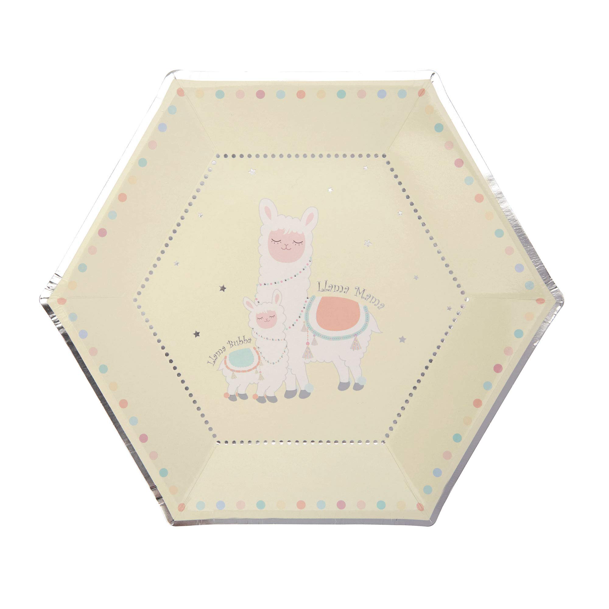 Neviti 776278 Llama Love-Large Paper Plate-8 Pack, Pastel Multi, 27 x 27 x 0.5