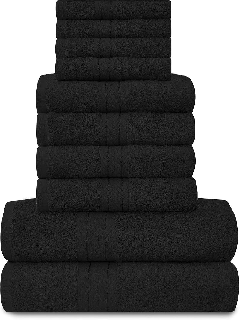 GC GAVENO CAVAILIA Towels 10 Piece Egyptian Cotton Bale Set Black