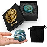 Small Urns for Human Ashes Keepsake,Ceramic Small Cremation Urn for Ashes for Women Adult Male with Gift Box and Velvet Bag 1.6'' Mini Urns for Pet Urn Dog Cat Ashes Keepsake Blue