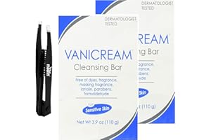 moofin Vanicream Bar Soap for Sensitive Skin, 3.9 oz - Gentle Facial Soap for Sensitive Skin Eyebrow Tweezers, Free of Dyes & Parabens, Non-Comedogenic, Cleansing Bar for Sensitive Skin[Pack of 2]