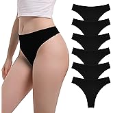 GAREDOB High Waisted Thongs for Women Sexy High Rise Cotton Thong Panties S-4XL Pack 6