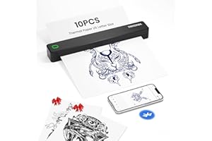 XWKOXWK Tattoo Stencil Printer with 10pcs Transfer Paper and Thermal Paper,Tattoo Machine for Beginners&Artists,Portable Bluetooth Wireless Inkless Printer Compatible with Phone/Pc