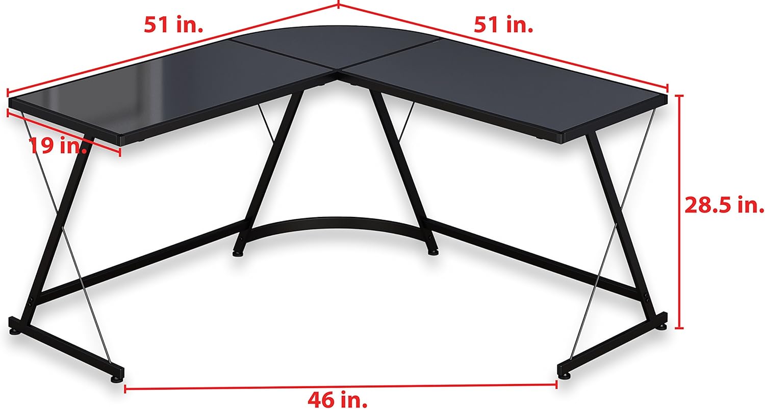 SHW L-Shape Corner Desk Computer Gaming Desk Table, Black: Home & Kitchen