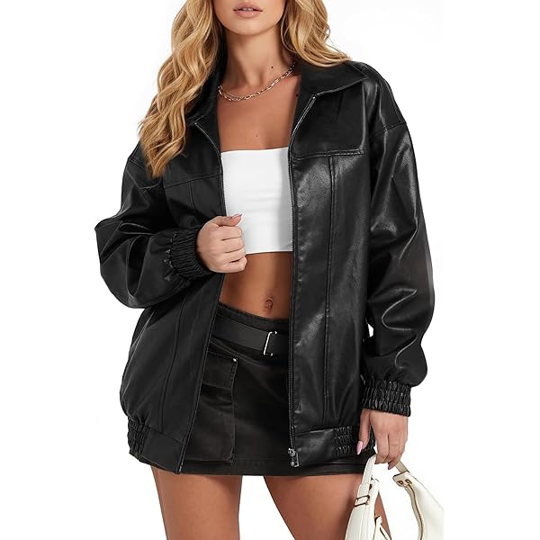 Trendy Queen Womens Leather Jacket, Oversized Going Out & Everyday