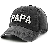 Waldeal Mens PAPA Hat, Best Dad Ever Gifts from Daughter Wife, Washed Cotton Embroidered PAPA Baseball Cap Black