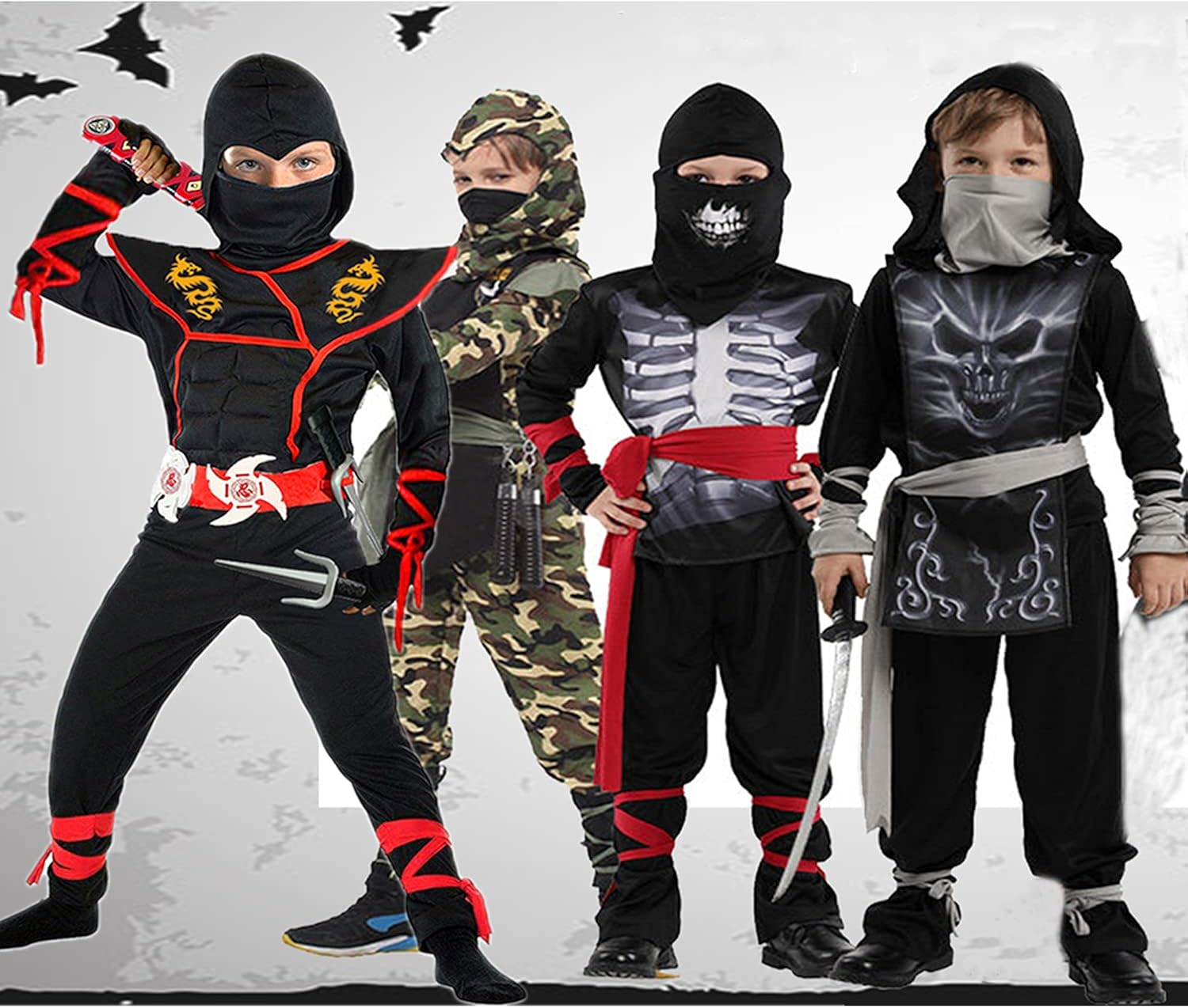 Ninja Costume Boy Halloween Kids Costume Boy Ninja Muscle Costume With Ninja Foam Accessories Best Children Gift: Clothing