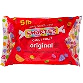 Smarties Candy Bulk Rolls Original Flavor, Gluten &amp; Vegan Free, Classic Sweetness from Family Owned Company Since 1949, Peanut-Free &amp; Dairy-Free, Perfect Halloween, 5 lb Bag