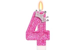 ElekFX Birthday Candle for Cake, Crown Rose Number Cake Candles, 2.76 inch Number Happy Birthday Candle, Cake Topper Decoration for Birthday Party (Number 4)