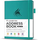 Clever Fox Address Book Turquoise PU Leather with Alphabetical Tabs 60 Page