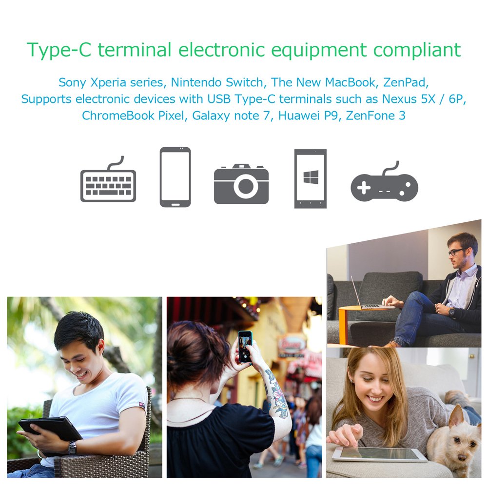 USB Type C Cable, HUNDA USB C Cable (USB 2.0) Data Sync Nylon Braided Charging Cord for Samsung GALAXY S8 S8+, Huawei P10 Mate9, Nintendo Switch and all other USB-C Devices (3.3 Feet /2 Pack, Gold)