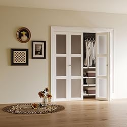 WIN STELLAR Bifold 72" x 80" 3-Panel Frosted Glass