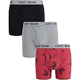 Lucky Brand Men's Boxer Briefs - 3 Pack Soft Stretch Casual Men's Underwear with Functional Fly Pouch Boxers (S-2XL)