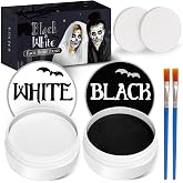 Black and White Face Body Paint for Halloween Vampire Clown Makeup | with 2 Brushes+2 Sponges, Washable Non Toxic and High-capacity Cosplay Accessories, Art Special Effects Makeup Kit