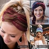DRESHOW 6 Pack Wide Turban Headbands for Women Boho Elastic Hair Wraps Twisted view 2