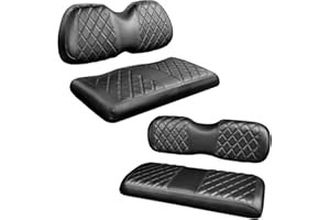 NOKINS 4PCS Golf Cart Diamond Seat Covers Kit,Front and Rear Seat Covers Fits for EZGO/Club Car/Yamaha Original Regular Seat Cushion, No Stapler