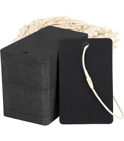 100 Pcs Black Kraft Hang Tags With Snap Strings - Large Price Tags For Crafts & Retail