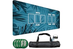LENGAMPLAY Poker Mat, 8-10 Players Texas Holder Poker Table Top - 70" x 35" Poker Topper for Tables - Poker Game Mat with 8 Coasters in Gift-Ready and Zipper Storage Bag